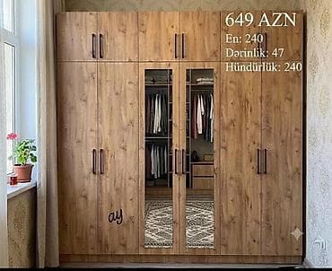 hamam ref: Geniş həcmli dolab - Qiymət: 649 AZN - Ölçülər: En 240 sm, Dərinlik — 1