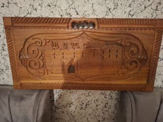 Maskalar, eynəklər: Əl işı taxta nərd dəsti - Material: bərk ağac (əl oyma və piroqrafiya — 2