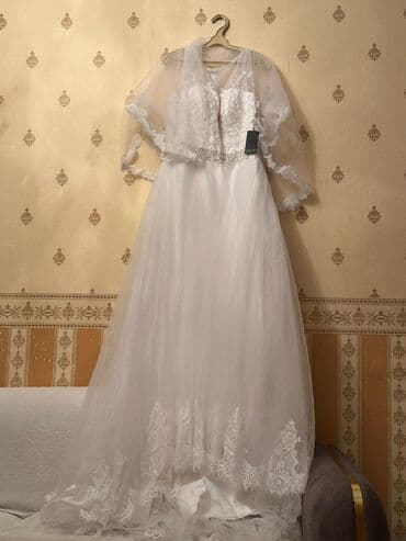 Xonça: Məhsul: Gəlinlik dəsti - Rəng: Qar bəyaz - Siluet: A-kesim, uzun — 5