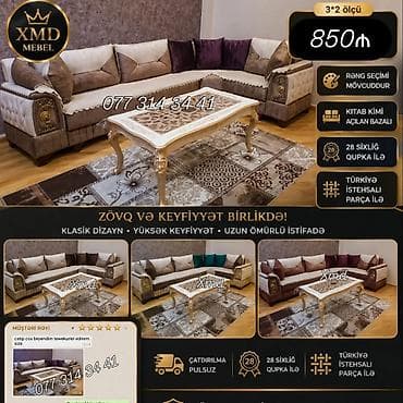 divan sekilleri: MDF boyalı yemək masası dəsti – 6 stul ilə - Masa ölçüsü: 1×2 m - — 7