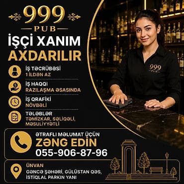 restoran kassir: Xadimə tələb olunur, Gündəlik ödəniş, 18-29 yaş, 1 ildən az təcrübə — 1