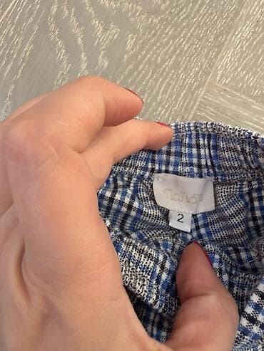 usag geyimi: Uşaq şortu – Nanán brendi - Naxış: mavi-ağ-qara tonlarda — 2