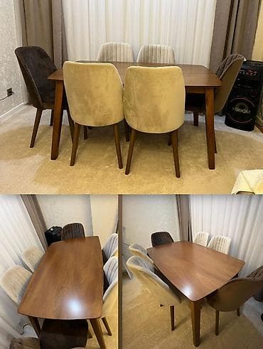 stol: Qonaq otağı üçün, Kvadrat masa, 6 stul — 1