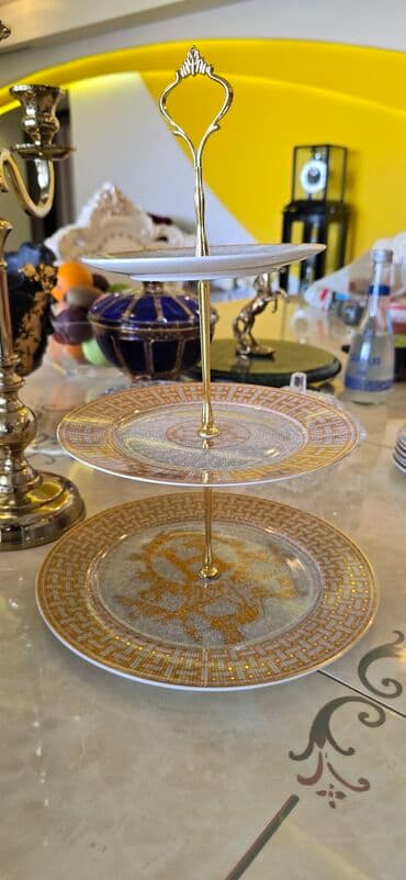 tortlar: Tort və şiriniyyat qabı, rəng - Qızılı, Keramika — 2