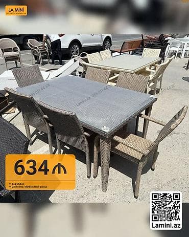 Прямоугольный стол, 6 стульев, Нераскладной, Со стульями, Плетеный