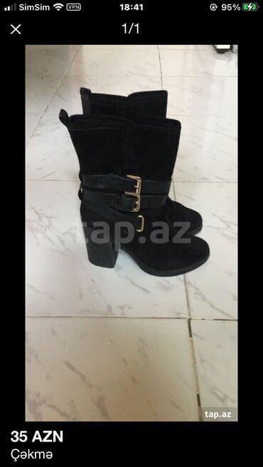 qadın çəkmə: Uzunboğaz, Ölçü: 38, rəng - Qara, İşlənmiş — 1