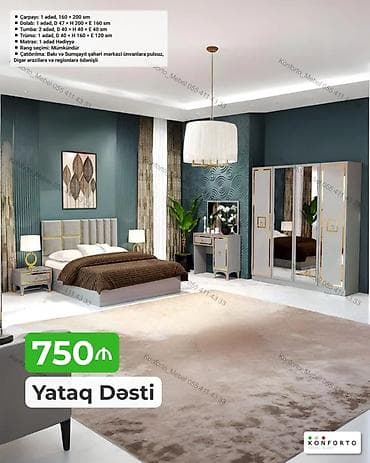 matras sumqayit: Yataq Dəsti – 750 ₼ Komplektin tərkibi və ölçülər: - Çarpayı: 1 ədəd — 1