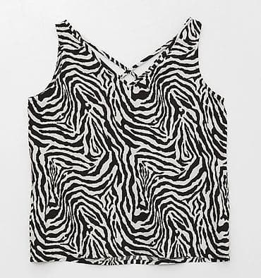 cins: Qadınlar üçün zebra naxışlı top - Model: qolsuz, V-kəsimli - Arxa — 1