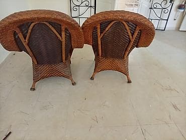 komputer kreslosu: Rattan/kamışdan hörülmüş 2 ədəd kreslo dəsti - Material: təbii — 6