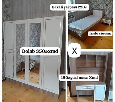 Yataq otağı mebel dəsti - Dolab – 4 qapılı, orta hissədə 2 tam boy — 1