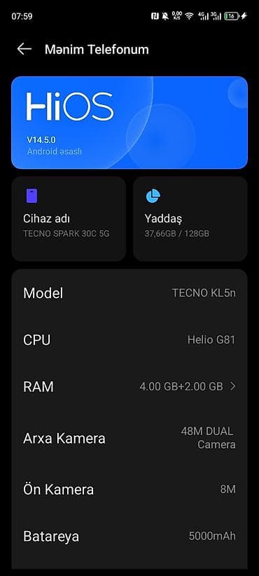 texno spark: Tecno Spark 30C, 128 GB, rəng - Qara, İki sim kartlı — 1