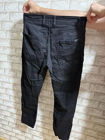 kişi geyim: Kişi şalvarları – 2 model bir yerdə Qara jeans cins şalvar 32 razmer — 3