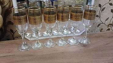 Qədəhlər, rəng - Qızılı, Şüşə, 6 ədədli dəst, 200 ml