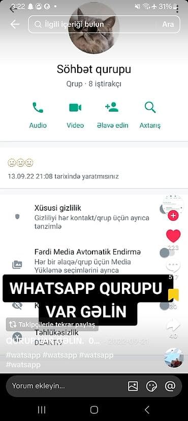 8 mart şəkilləri çəkmək: Xidmət: WhatsApp söhbət qrupu Təsvir: - Mövzu-mərkəzli söhbət qrupu – — 1