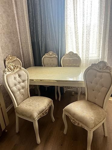 perla masa: Klassik üslubda yemək dəsti - Tərkibi: 1 masa + 6 stul - Üslub — 1