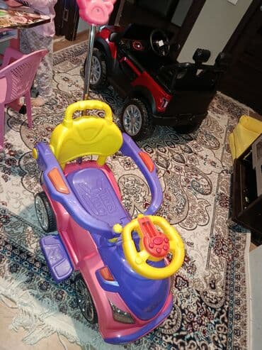 usag masin: Uşaq üçün itələmə maşını - Rənglər: çəhrayı-bənövşəyi-sarı — 3