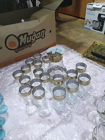 mis caydan: Nahar dəsti, rəng - Qızılı, Şüşə — 7
