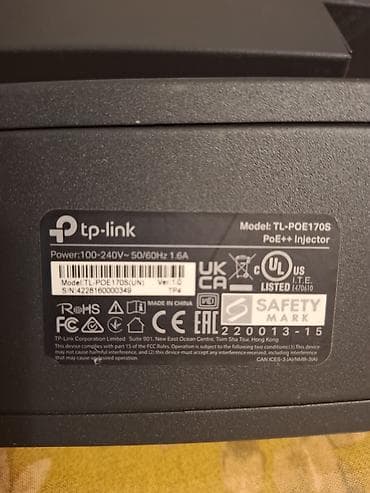 galaxy note: TP-Link TL-POE170S PoE++ Injector – 60W Xüsusiyyətlər: - Standart — 4