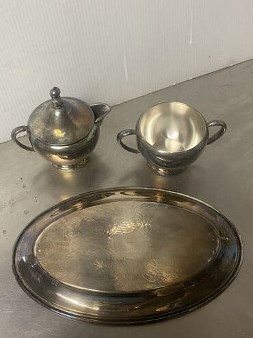 servis qab: Qəhvə dəsti, rəng - Gümüşü, Metal — 8