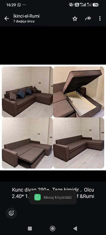 Kunc divan 290₼ .Teze kimidir . Olcu 2.40* 1.60,Unvan Nargile teref