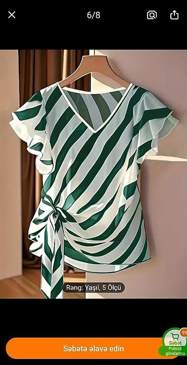 cinsler: Qadın köynəyi – yaşıl-ağ diaqonal zolaqlı dizayn. Xüsusiyyətlər: - V — 1