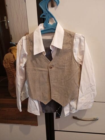 qızlar üçün məktəb formaları: Oğlan uşağı üçün geyim dəsti – bir neçə model - Ağ xırda naxışlı — 4