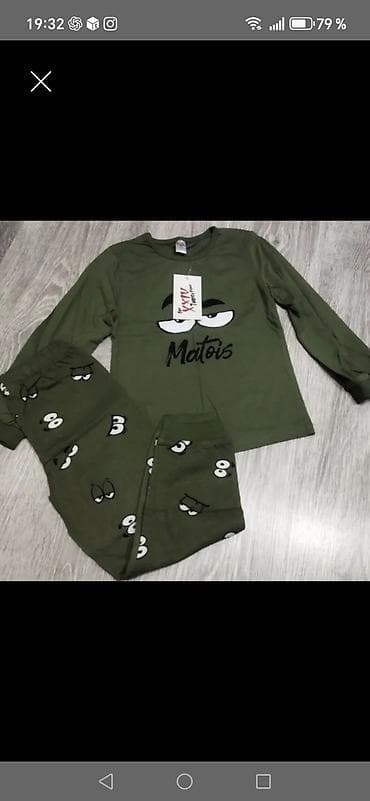 детская слип пижама: Uşaq pijama dəsti 4-5yaş - Rəng: zeytun-yaşıl - 2 hissə: uzunqollu — 2