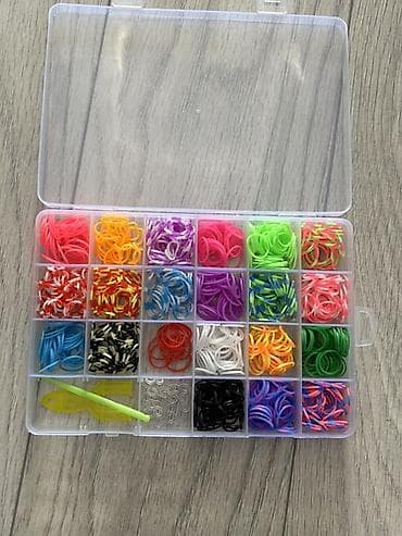 kardinal qolbag: Rainbow Loom tipli rezin qolbaq dəsti – təşkilatçı qutuda - 24 — 1