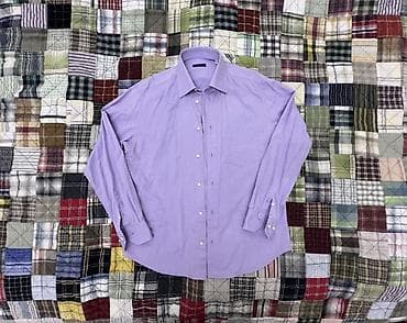 cinsi: Bənövşəyi rəngdə klassik kişi köynəyi - Model: uzunqol, düyməli ön — 1