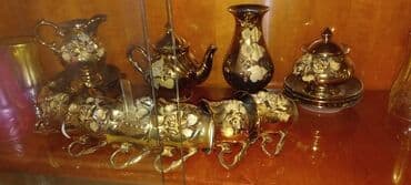 Çay dəsti, rəng - Göy, Farfor