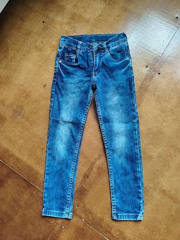 Wekilleri cevirin Uşaq geyimləri dəsti 1) Mavi jeans şalvar - Düz