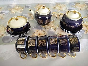 Çay dəsti, rəng - Göy, 6 nəfərlik, Rusiya