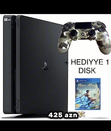 Playstation 4 Slim 🎮| Ideal Veziyyetde| 872,2G| Reng: Qara🖤| 1 disk
