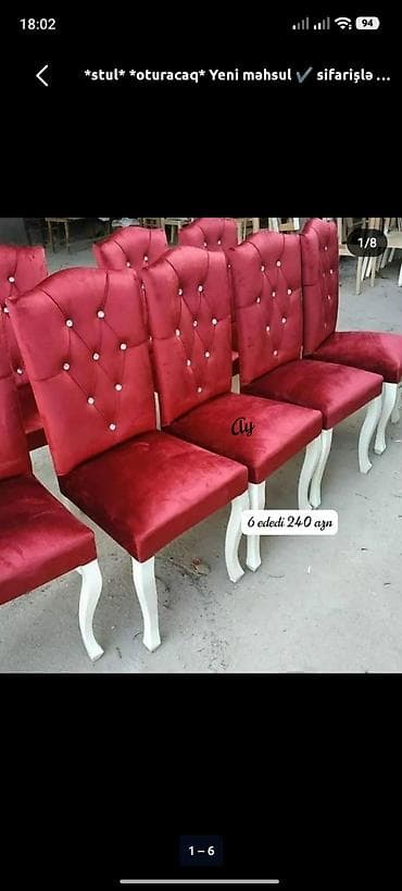 kafe mebel: Mətbəx üçün, Yeni, Qatlanmayan, rəng - Qırmızı Stul — 1