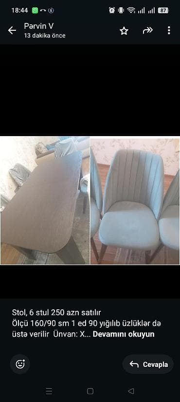 Stol, 6 stul 250 azn satılır Ölçü 160/90 sm 1 ed 90 yığılıb üzlüklər — 1