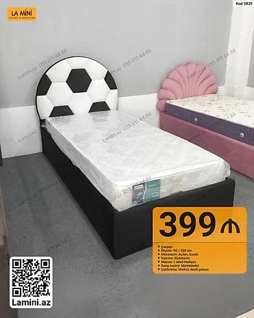 Uşaq/yeniyetmə üçün futbol mövzulu çarpayı - Ölçü: 90 × 200 sm -