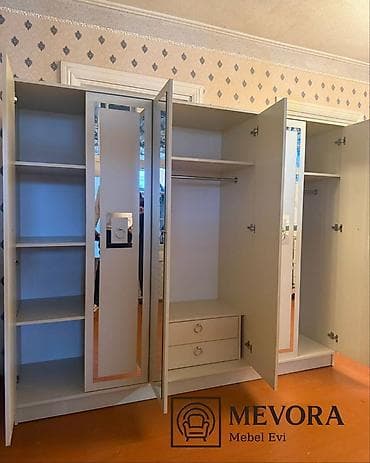 pataş nedir: Yeni, 6 qapı, Güzgülü, Ağ, Digər material, Açılan, Düz dolab — 2