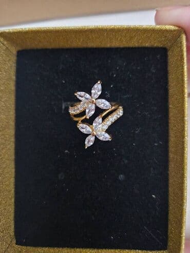 Сумки: Qızıl rəngli, gül motivli bəzəkli üzük Gümüş 925 - Dizayn: İki ədəd — 3