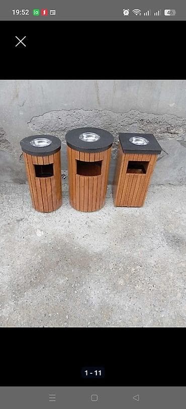 kanteynerler: Məhsul: Taxta üzlü zibil qutuları (üstü metal küllük/siqaret qutusu — 6