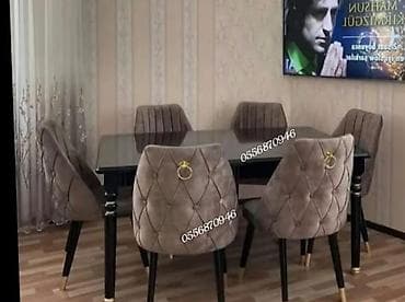 Qonaq otağı üçün, Yeni, Açılmayan, Dördbucaq masa, 6 stul — 2