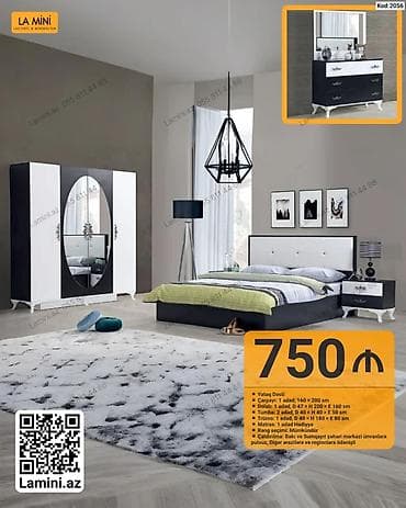 Yataq dəsti – Kod: 2056 Komplektə daxildir: - Çarpayı: 1 ədəd, 160 × — 1