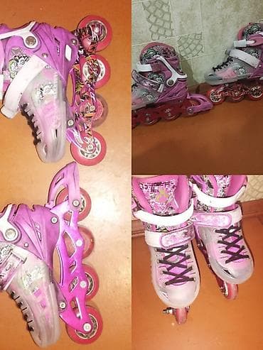 Roliklər: Uşaq üçün bənövşəyi/çəhrayı inline konkis (roller skates) ölçüsü 35 — 3