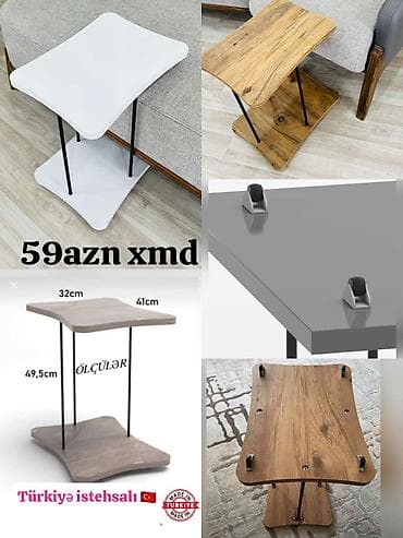 Sofanın yanına uyğun, kompakt köməkçi masa. - Model: Z-formalı yan