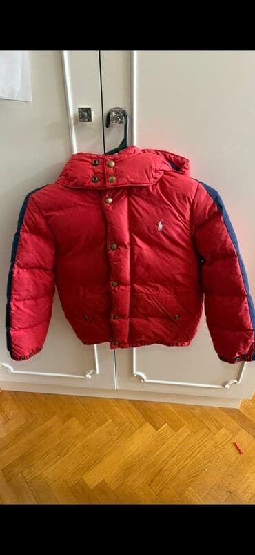 утепленная детская куртка: Uşaq üçün qışlıq şişmə gödəkçə 7-8 yash - Rəng: qırmızı, qolların yan — 2