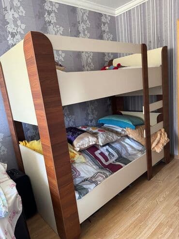 qoz taxta: Oğlan və qız üçün, Çarpayı, Matrassız, Siyirməsiz, MDF — 1