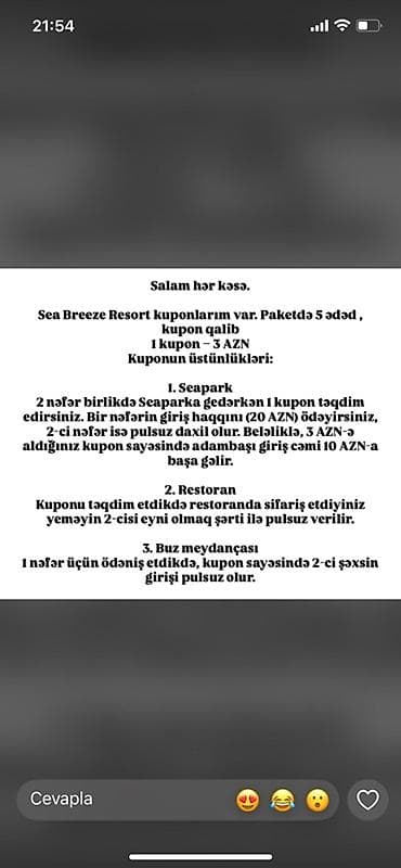2.3 kompressor: Sea Breeze Resort – 1+1 Kupon Tətbiq sahəsi və üstünlüklər: - — 3