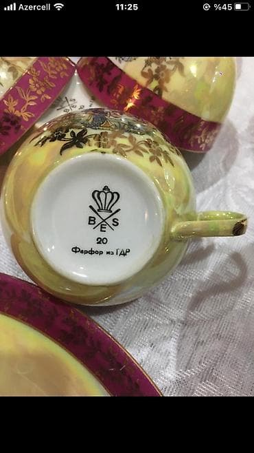 samovar 3 litr: Çay dəsti, Farfor, 12 nəfərlik, Almaniya — 3