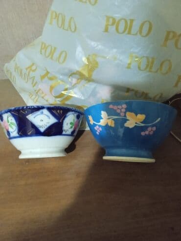 Çaydanlar və qəhvədanlar: Kasalar, 2 ədədli dəst, rəng - Göy, Farfor, Rusiya — 1