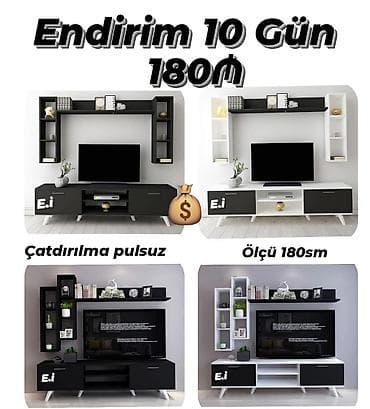 Düz TV altlığı, Polkalı, Laminat