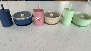 balta bıcaq: Uşaq yemək dəsti – silikon fincanlar, kasa və bölməli boşqablar — 1